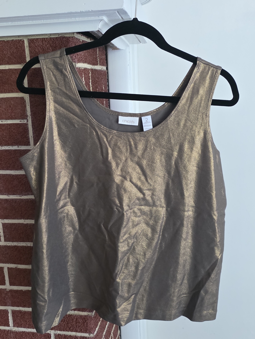 Chico's Shimmery Bronze Scoop Neck Tank